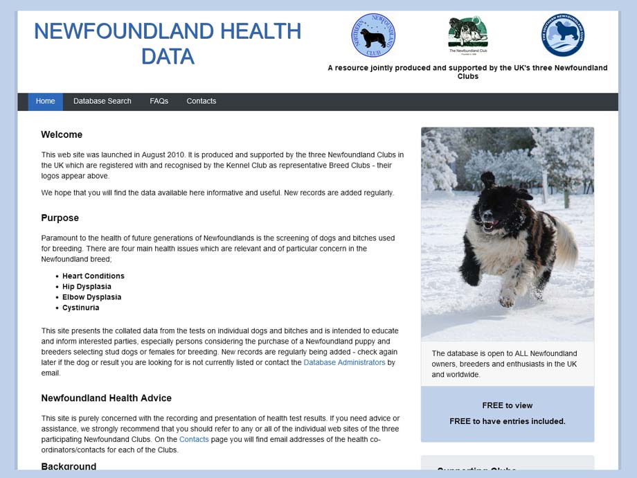 Screenshot of the NewfoundlandPuppies.org website homepage